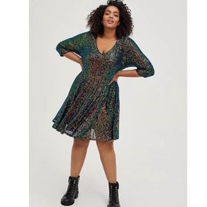 Torrid Sequin multicolored sequin skater dress size 4